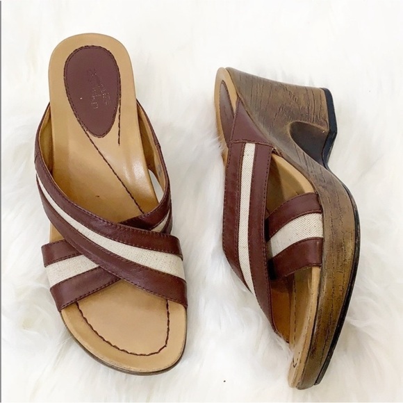 Dansko Criss Cross Necci Brown Wedge Sandals 36 - Picture 1 of 10